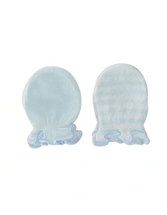 2pc Bamboo Newborn Mittens Soft Breathable Baby Gloves Blue