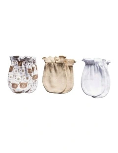 3pc Newborn Bear Cotton Mittens Soft Touch Baby Gloves