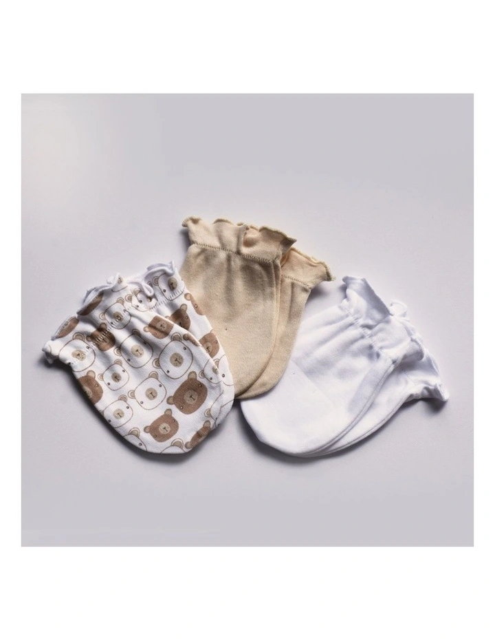 3pc Newborn Bear Cotton Mittens Soft Touch Baby Gloves image 2
