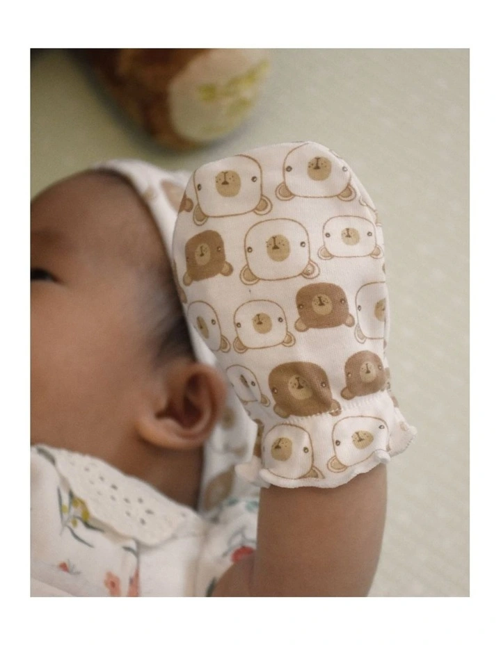 3pc Newborn Bear Cotton Mittens Soft Touch Baby Gloves image 3