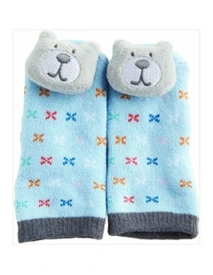 Novelty Rattle Toes Socks Boys Colourful Knitted Design