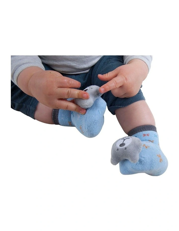 Novelty Rattle Toes Socks Boys Colourful Knitted Design image 2