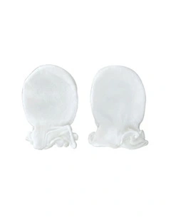 2pc Bamboo Mittens Soft Breathable Baby Gloves Cotton Feel White