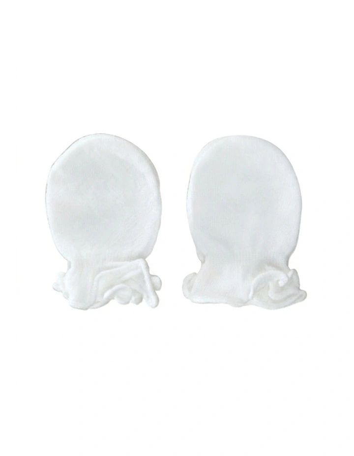 2pc Bamboo Mittens Soft Breathable Baby Gloves Cotton Feel White image 1