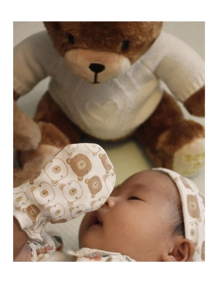 3pc Newborn Bear Print Cotton Caps Soft Baby Apparel Hats image 2