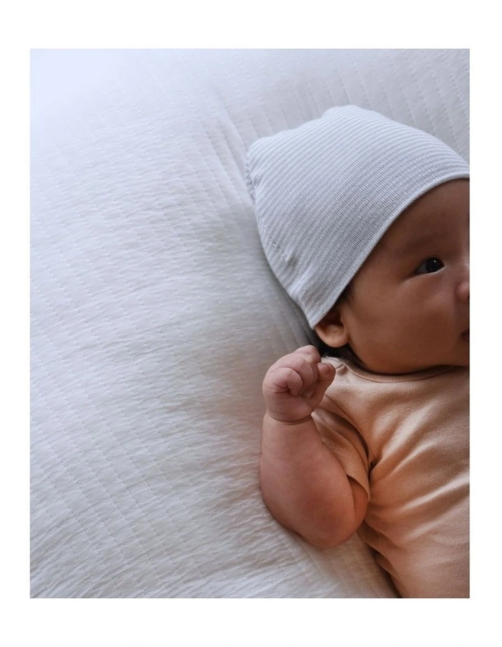 3pc Knitted Newborn Caps Cotton Blend Baby Hats Grey & White image 3