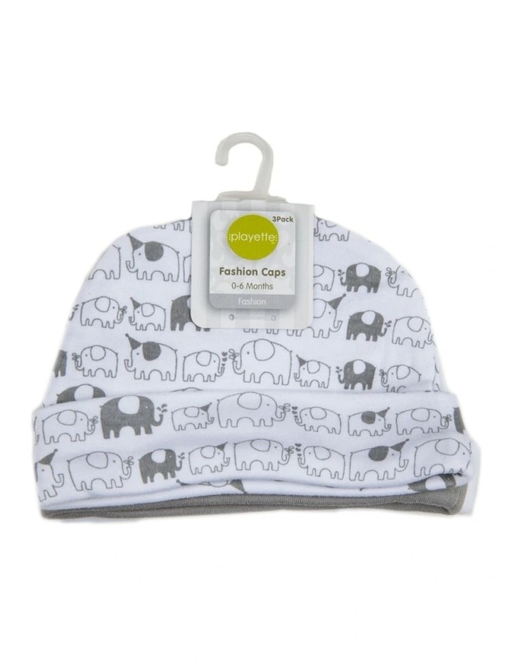 3pc Fashion Caps Baby Apparel Elephant 100% Cotton 0-6M image 1