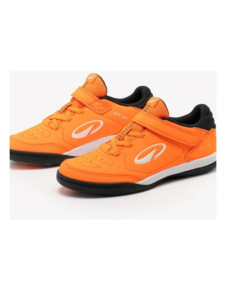 Kids' Laceless Futsal Shoes Eskudo Club Sala Easy - Orange/Grey image 2