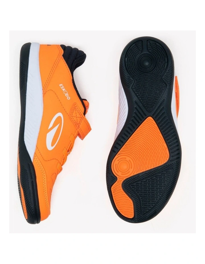 Kids' Laceless Futsal Shoes Eskudo Club Sala Easy - Orange/Grey image 7
