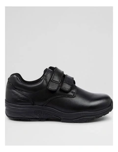Hybrid Junior E Velcro Black Leather Flat Shoes