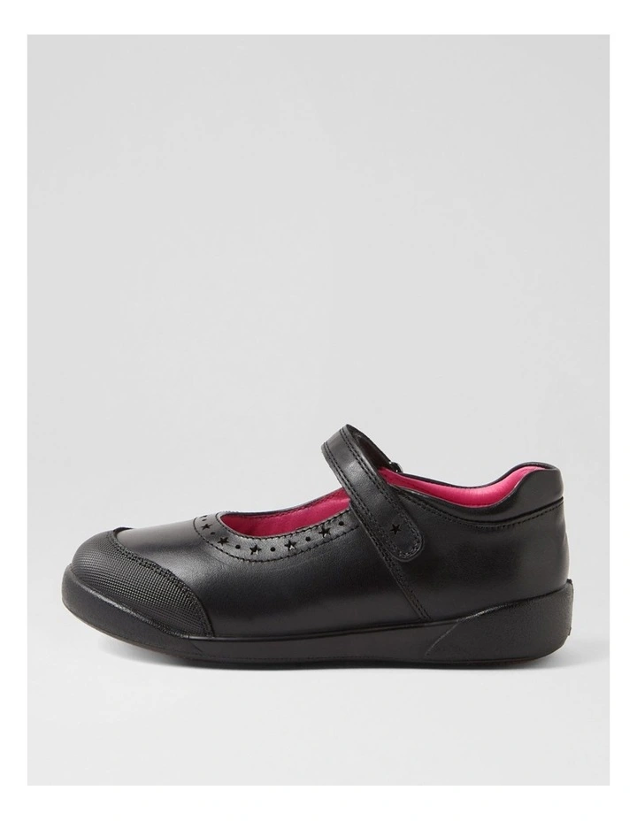 Kiara Junior E Black Print Leather Flat Shoes image 1