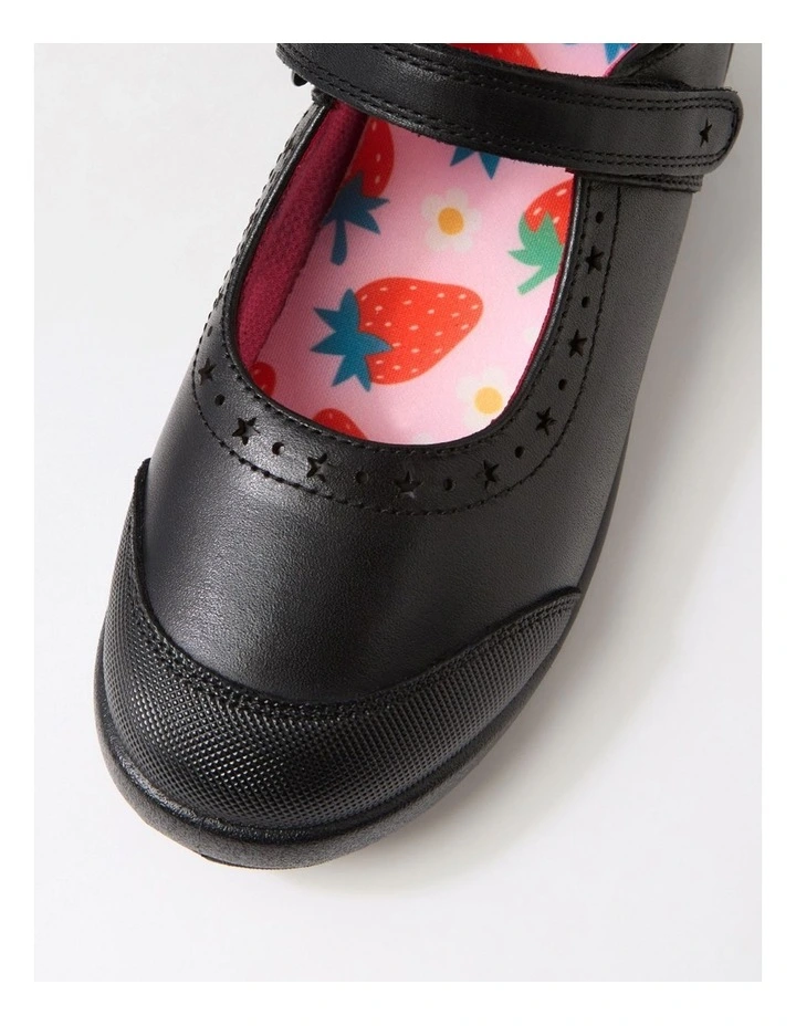 Kiara Junior E Black Print Leather Flat Shoes image 4