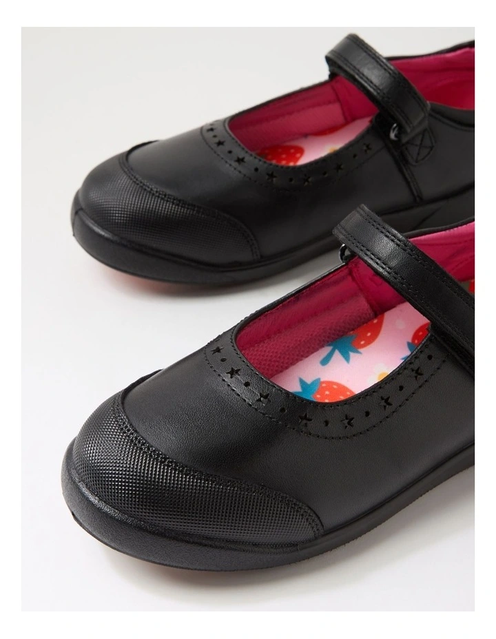 Kiara Junior E Black Print Leather Flat Shoes image 5