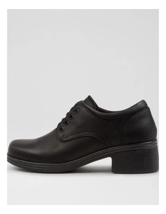 Tina Senior Matte Black Leather Lace Up Shoes