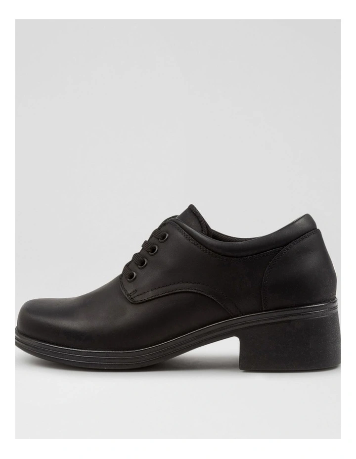 Tina Senior Matte Black Leather Lace Up Shoes image 1