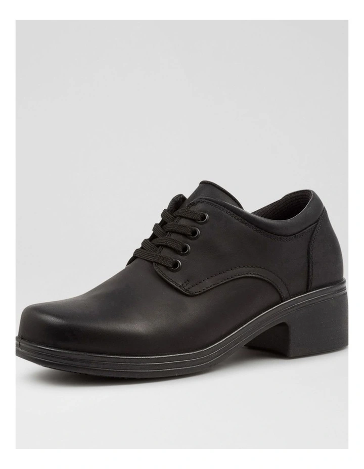 Tina Senior Matte Black Leather Lace Up Shoes image 2