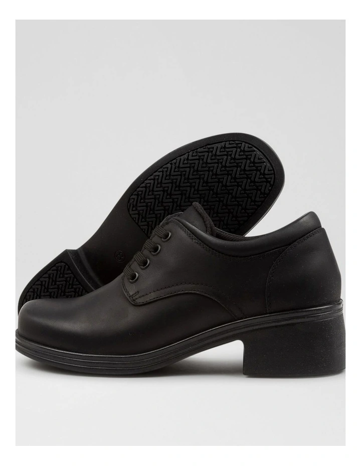 Tina Senior Matte Black Leather Lace Up Shoes image 3