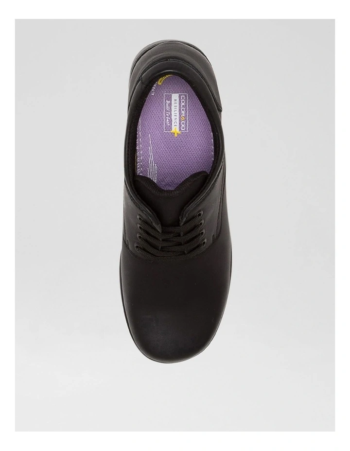 Tina Senior Matte Black Leather Lace Up Shoes image 5