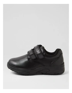 Hybrid Junior E Adj Db Junior Black Leather Flat Shoes
