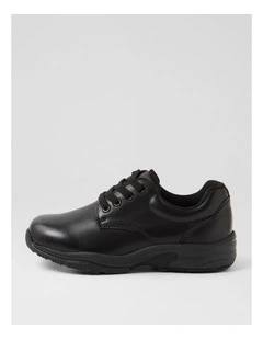 Hiace Junior E Lace Db Junior Black Leather Lace Up Flats