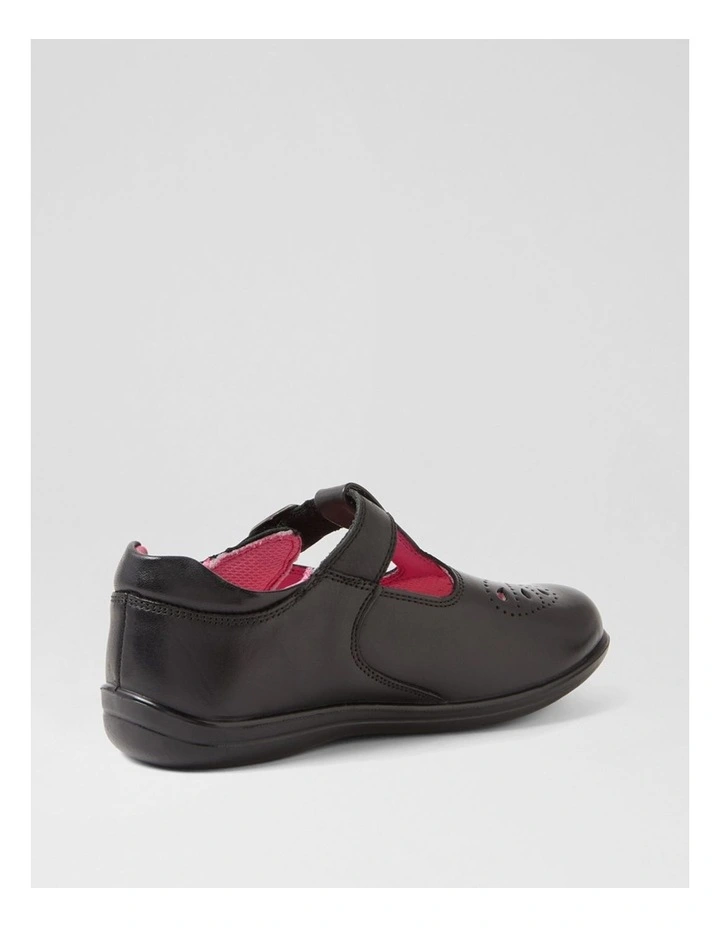 Erina Junior E Black Print Leather Flat Shoes image 3