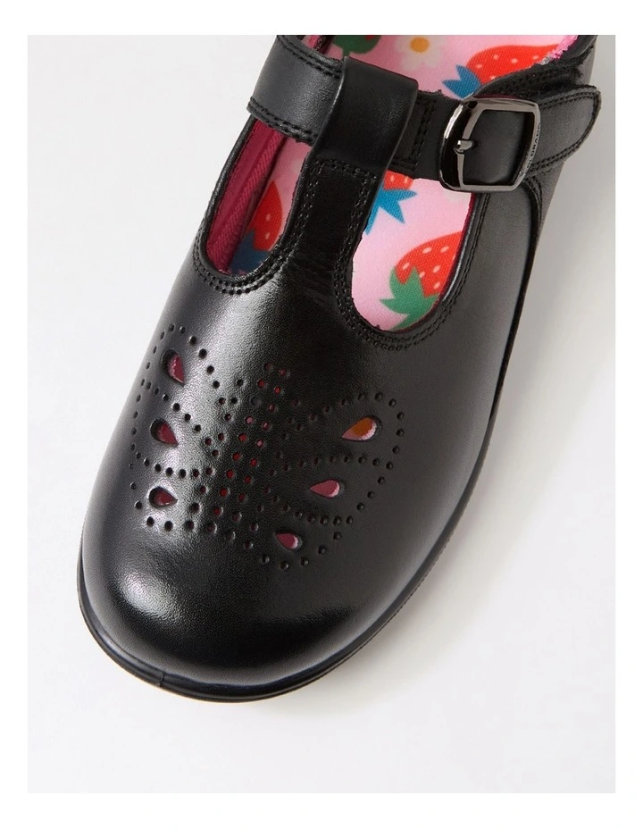 Erina Junior E Black Print Leather Flat Shoes image 4
