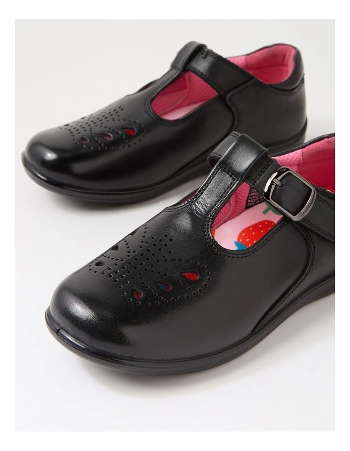 Erina Junior E Black Print Leather Flat Shoes image 5
