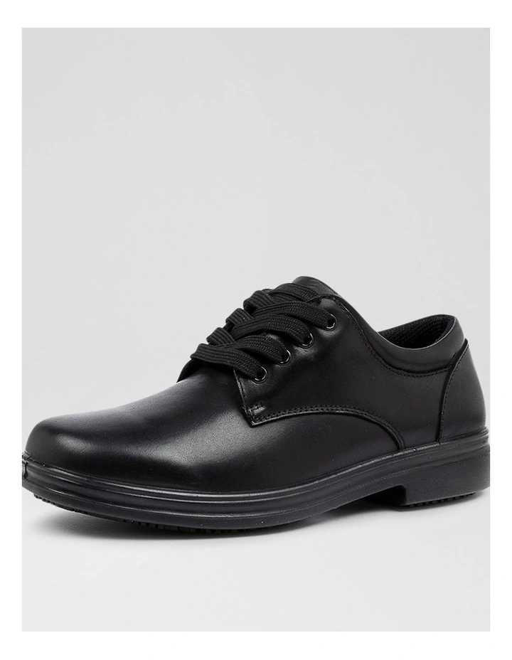 Solar Senior B Black Leather Lace Up Flats image 2