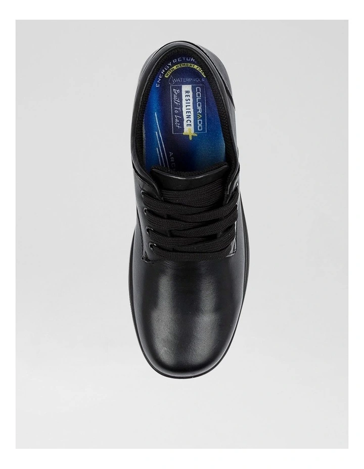 Solar Senior B Black Leather Lace Up Flats image 5