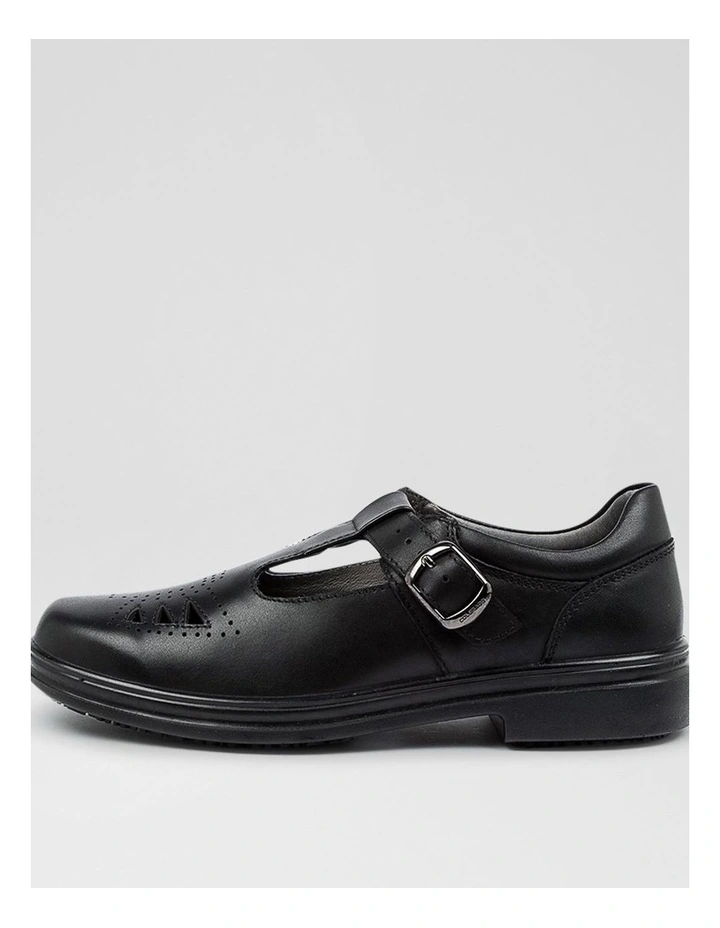 Spire Senior Black Leather Flat Shoes image 1