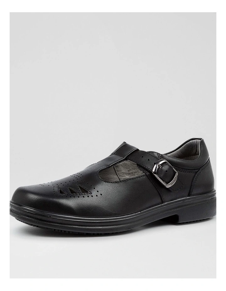 Spire Senior Black Leather Flat Shoes image 2
