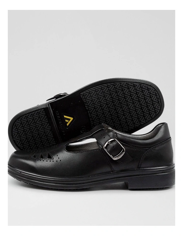 Spire Senior Black Leather Flat Shoes image 3