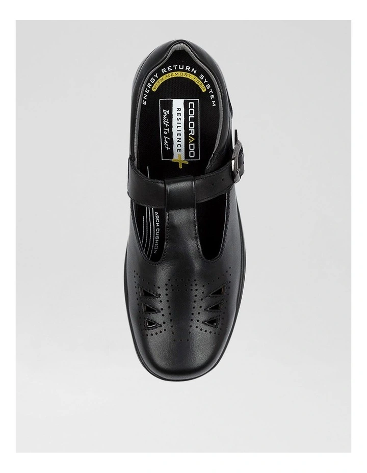 Spire Senior Black Leather Flat Shoes image 5