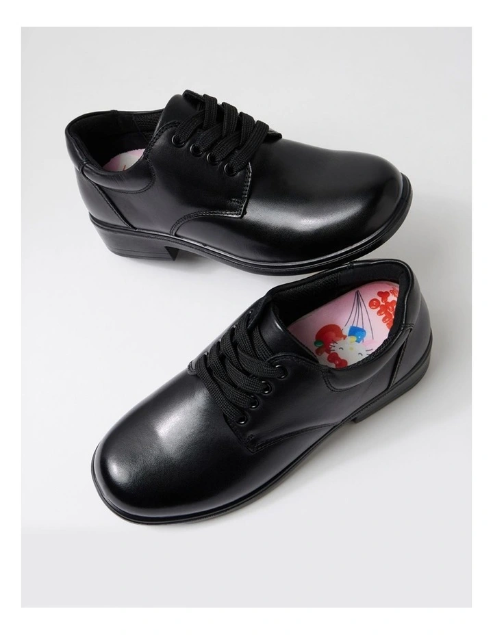 Hello Kitty Misha Junior E Black Leather Lace Up Flats image 5
