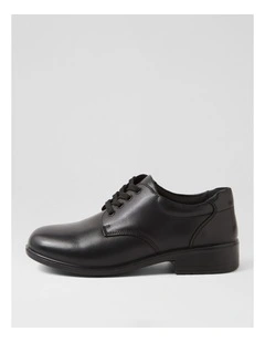 Memo Junior E Black Print Leather Lace Up Flats