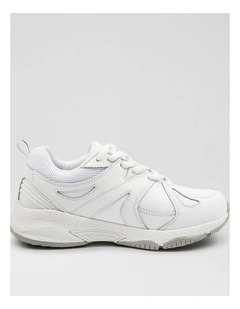 Tempo Junior White Leather Lace Up Sneakers