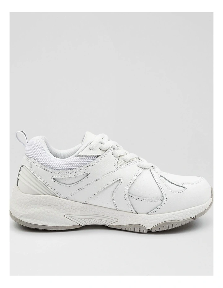 Tempo Junior White Leather Lace Up Sneakers image 1