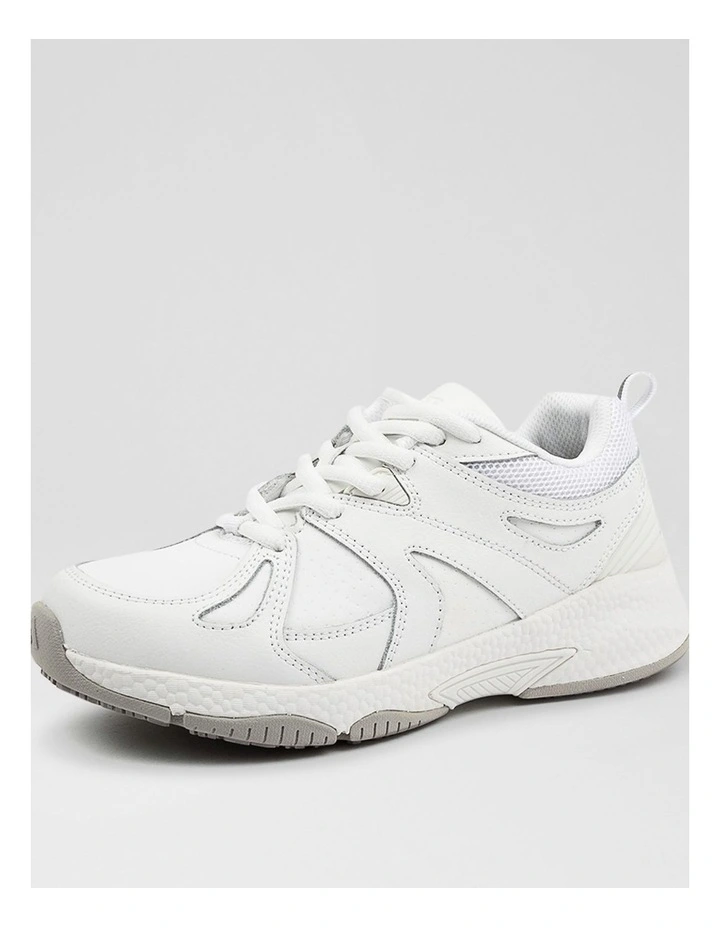 Tempo Junior White Leather Lace Up Sneakers image 2