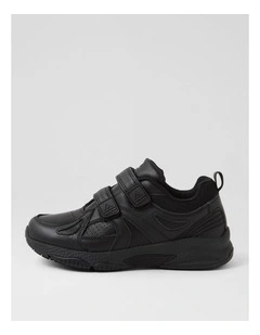Tempo Junior Adjustable Black Leather Sneakers