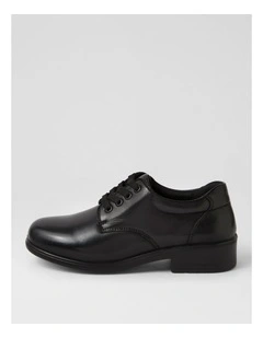 Memo Junior E Black Leather Lace Up Flats