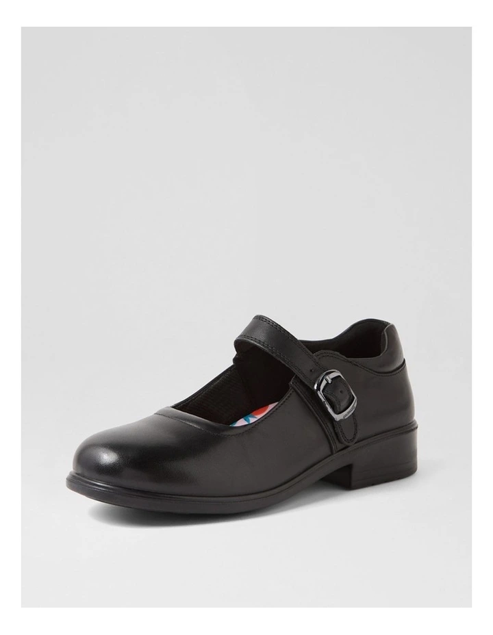Molly Junior Black Print Leather Flat Shoes image 2