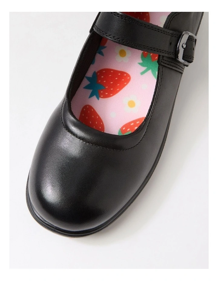 Molly Junior Black Print Leather Flat Shoes image 4