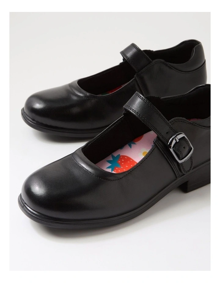 Molly Junior Black Print Leather Flat Shoes image 5