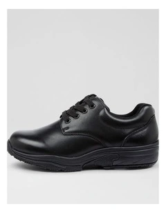 Hiace Junior E Black Leather Lace Up Flats