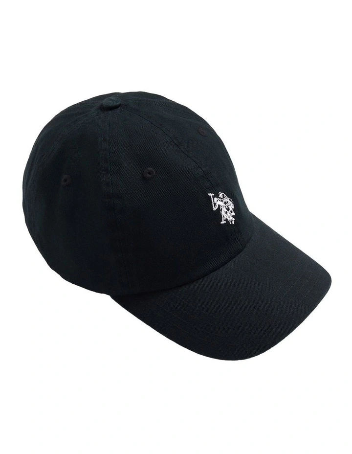 Boys Washed Outline Logo Cap Black Bright White DHM image 3