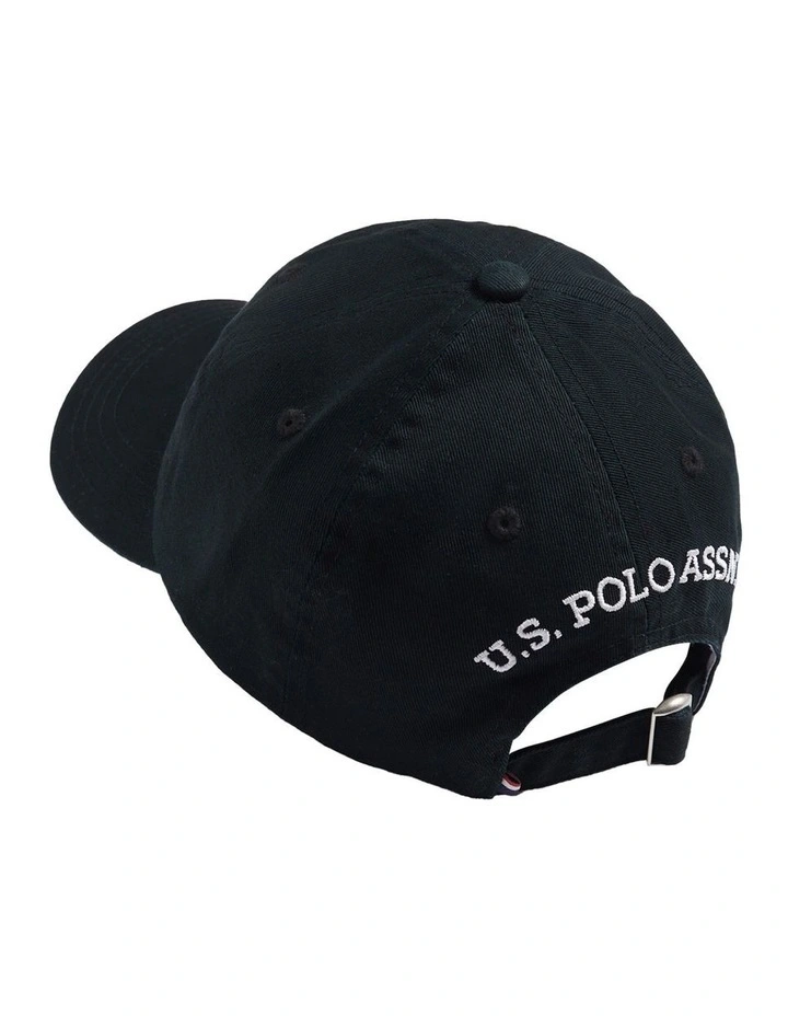 Boys Washed Outline Logo Cap Black Bright White DHM image 4