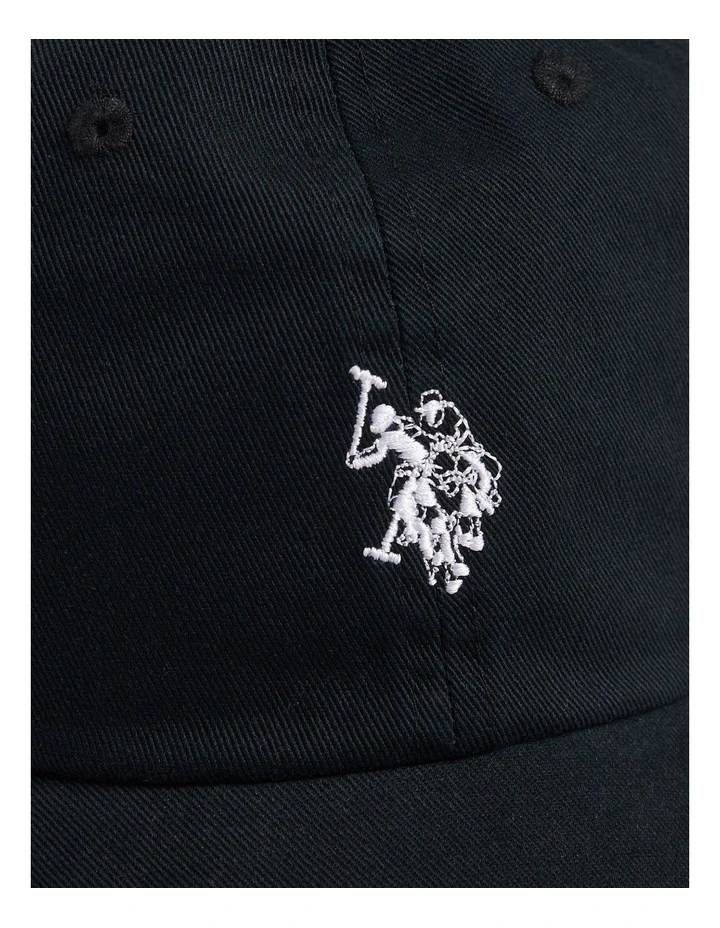 Boys Washed Outline Logo Cap Black Bright White DHM image 5