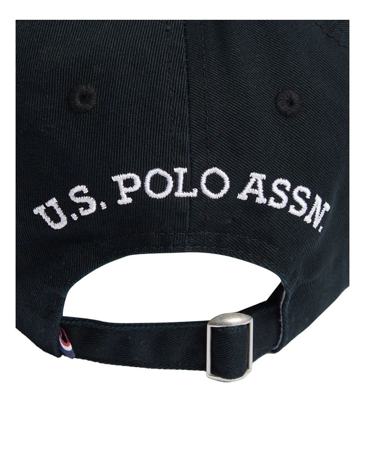 Boys Washed Outline Logo Cap Black Bright White DHM image 6