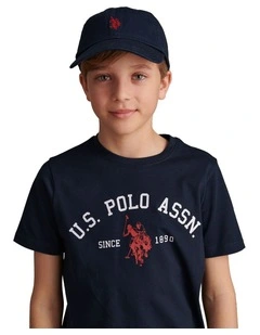 Boys Washed Outline Logo Cap Dark Sapphire Navy / Haute Red DHM