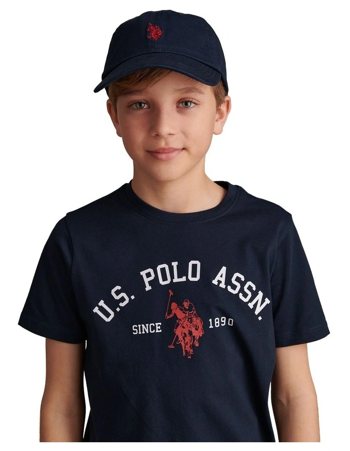 Boys Washed Outline Logo Cap Dark Sapphire Navy / Haute Red DHM image 1
